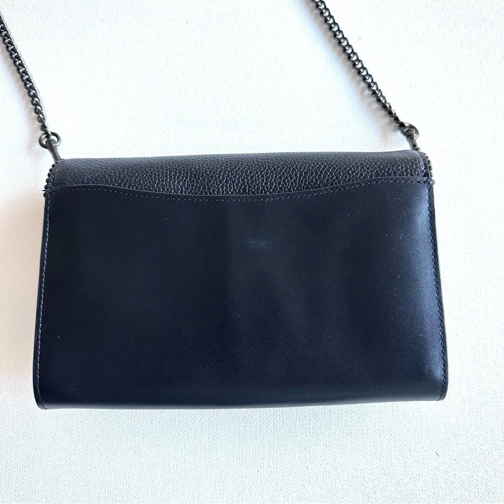 Coach Black Leather Clutch with Chain Detail